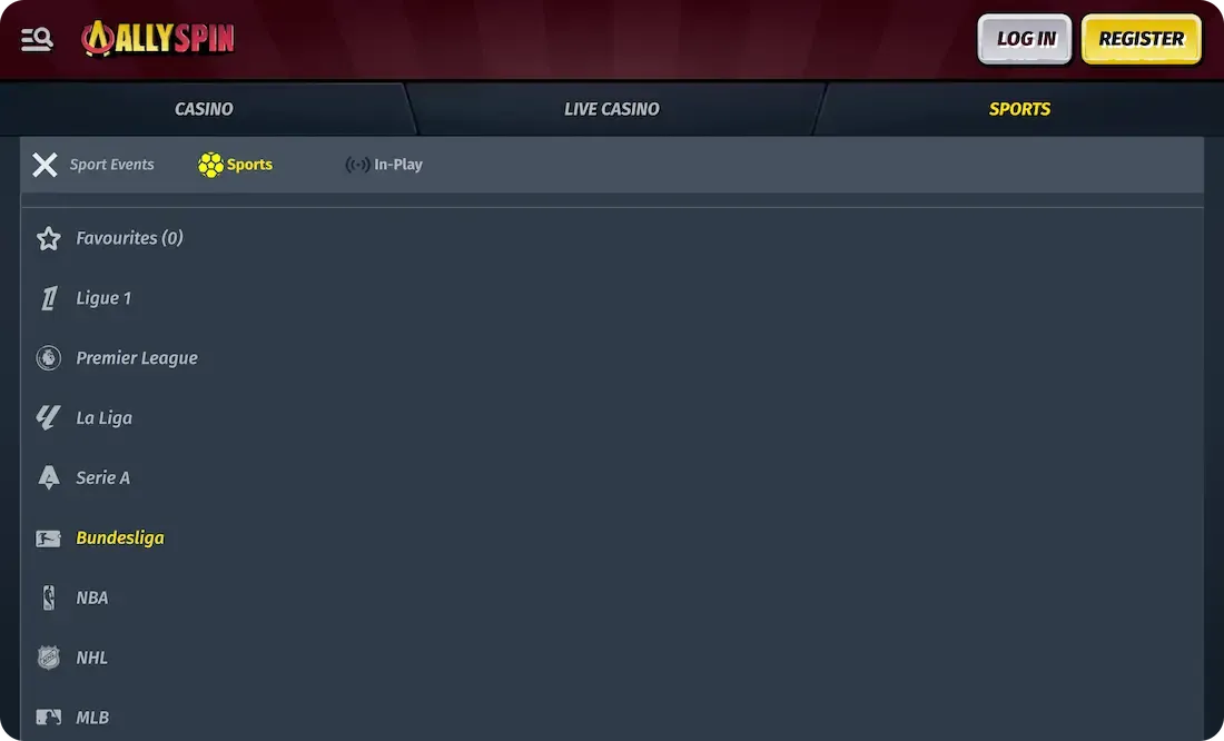 allyspin casino sport events