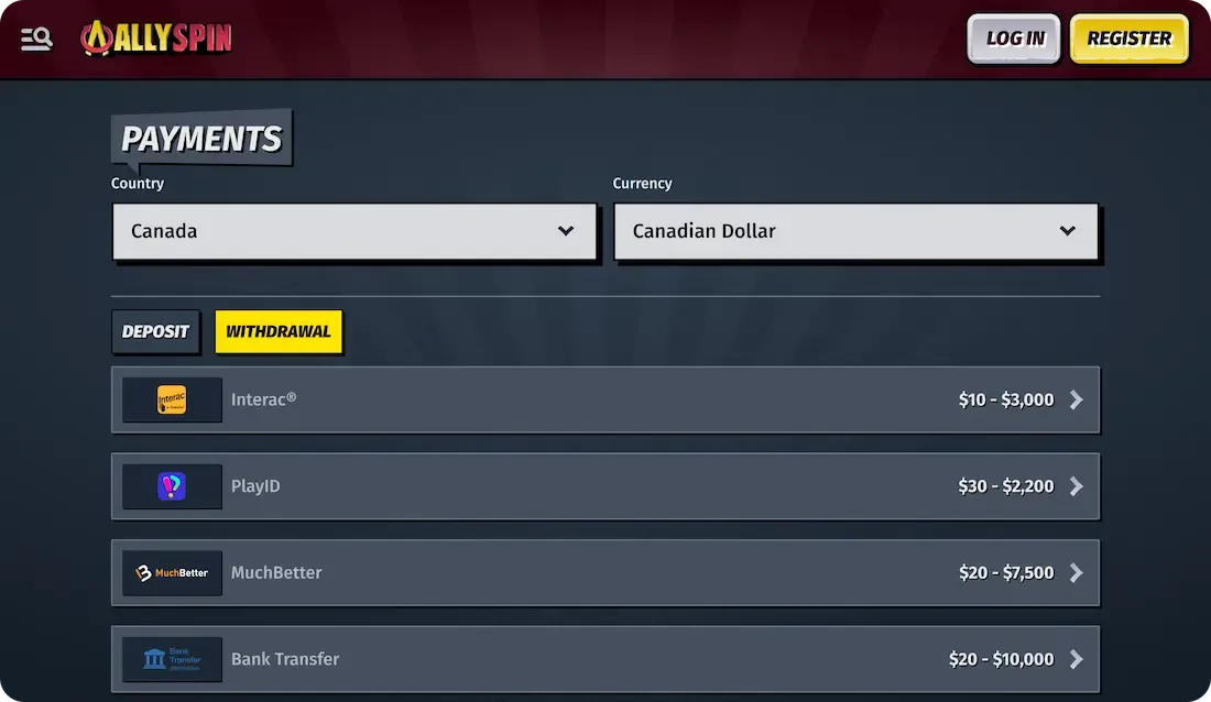 allyspin casino payout