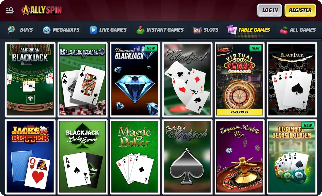 allyspin casino table games