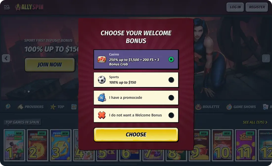allyspin casino welcome bonus